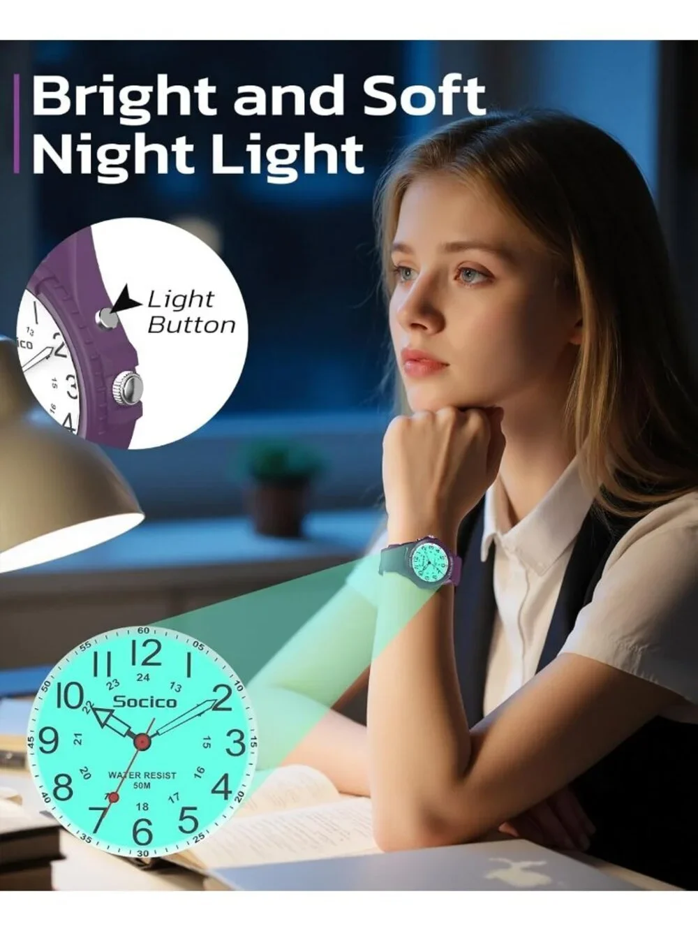Unisex Dark Purple Analog Quartz Military Waterproof Nurse Classic Wrist Watch